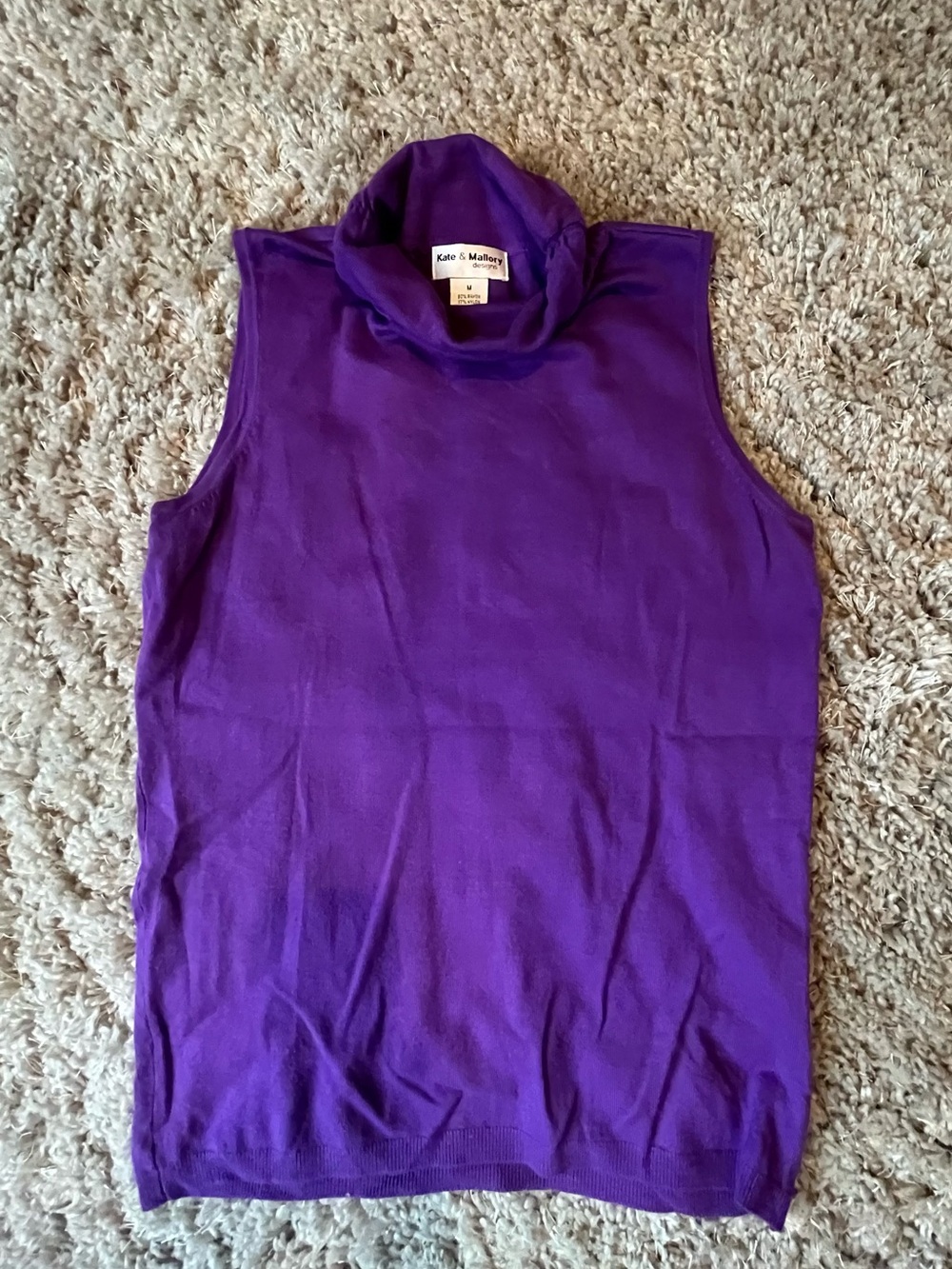 Kate & Mallory Purple Sleeveless Turtleneck Knit Top